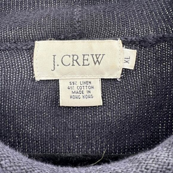 J.Crew Navy Blue Linen Blend Oversized Turtleneck Sweater Vintage 90's - Picture 4 of 4